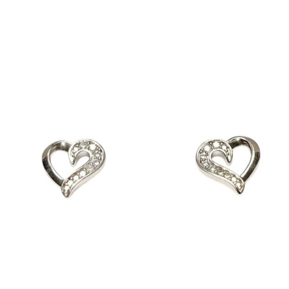 Lab Diamond 1/10 Ct. T.W. Sterling Silver Heart Earrings New In Gift Box